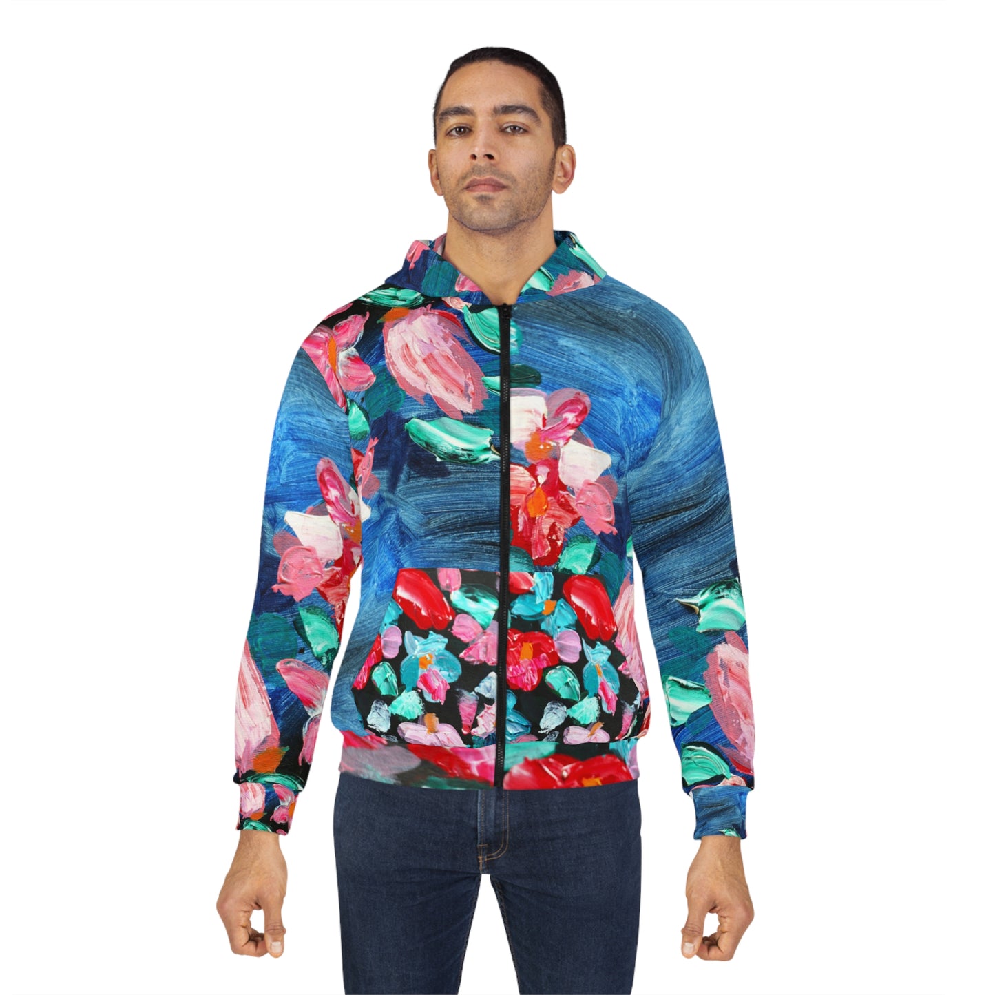 Zip Hoodie, Let it Flower, blue