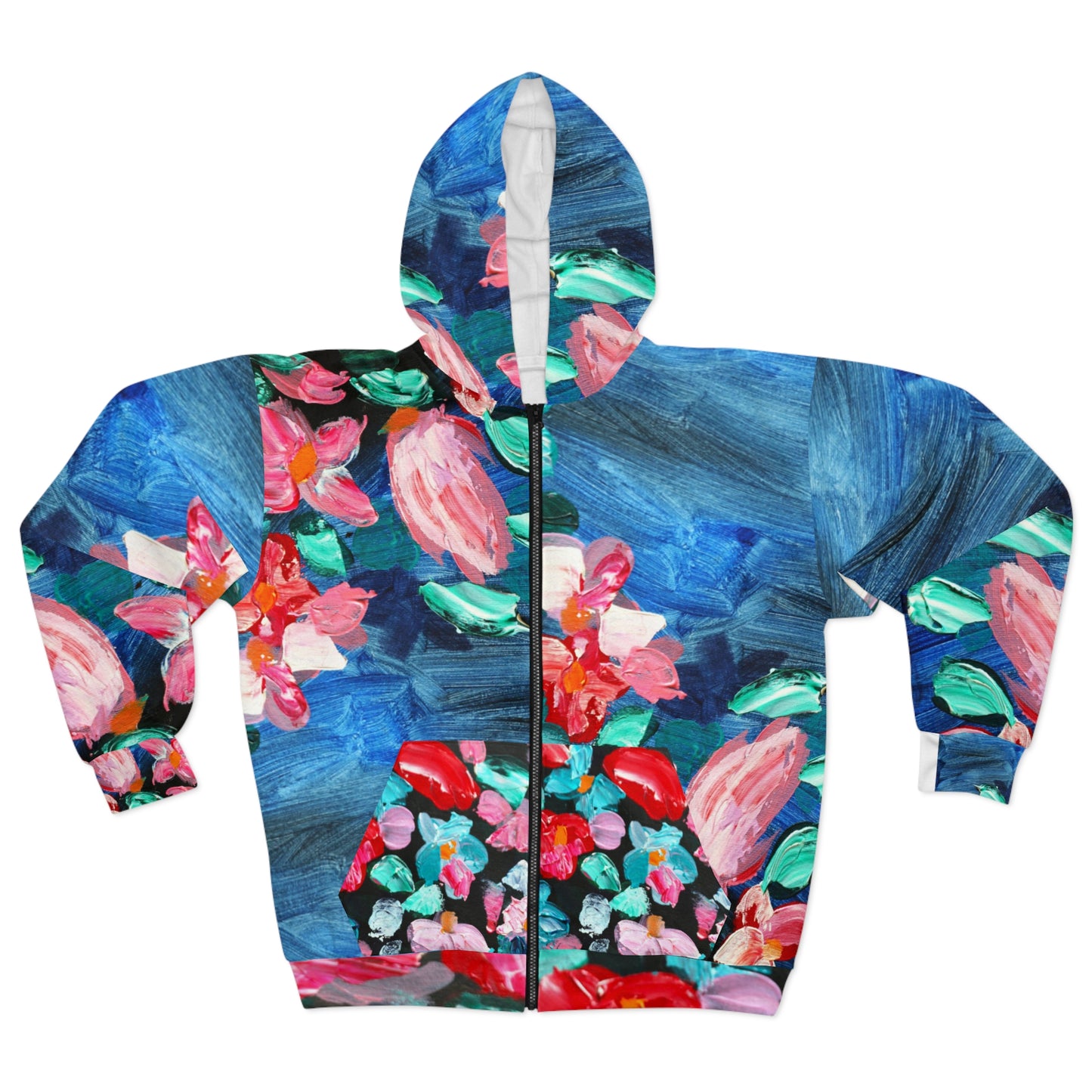 Zip Hoodie, Let it Flower, blue